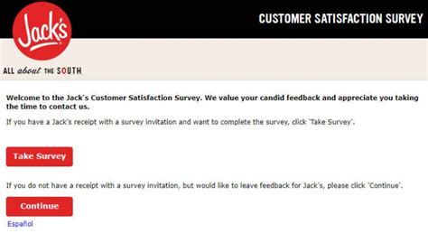 Si tiene un recibo de Jack&39;s con la invitacin para una encuesta y desea participar en ella, haga clic en "Contestar la encuesta". . Jacks feedbacksmgcom